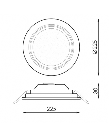 Downlight redondo marco gris LED 50.000h empotrable 20W de 22,5cm diver extraíble