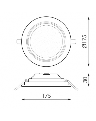 Round downlight grey frame LED 50.000h recessed 14W 17.5cm removable driver