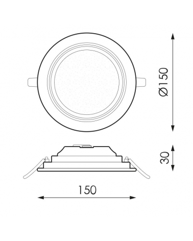 Round downlight grey frame LED 50.000 horas recessed 9W 15cm removable driver