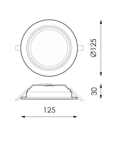 Round downlight grey frame LED 50.000h recessed 6W 12.5cm removable driver
