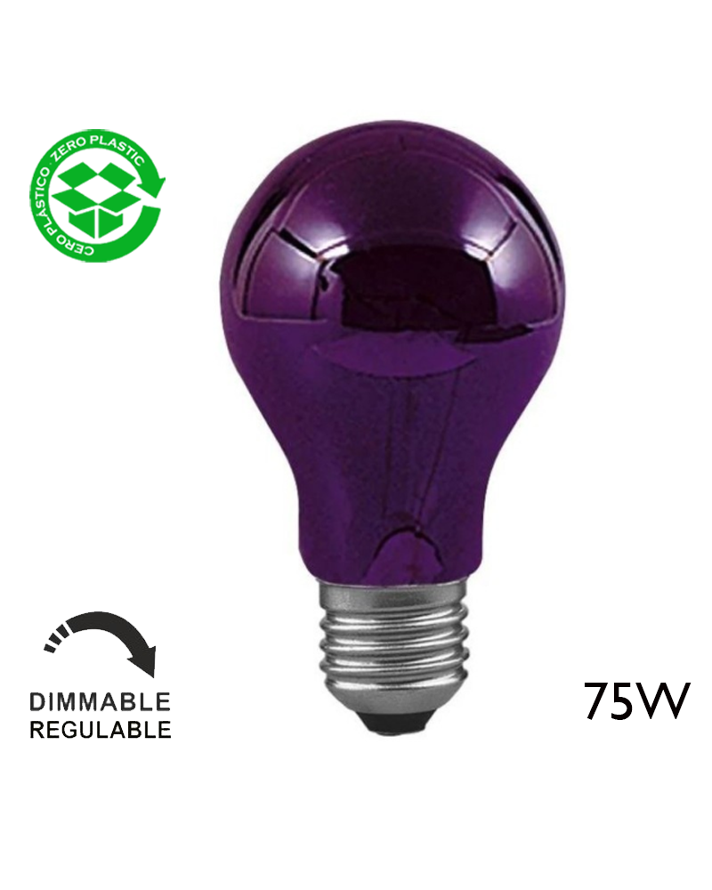 Bombilla incandescente estándar luz negra 75W E27 especial para fiestas