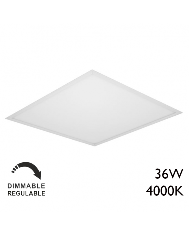 Panel LED de empotrar 36W 60x60cm dimable Dali cuerpo de acero +50.000h IP40
