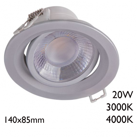Downlight empotrable LED 20W 25° Gris
