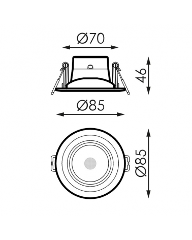 LED recessed downlight 6W 25° White