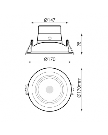 LED recessed downlight 30W 25° Grey