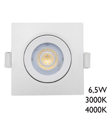 Downlight empotrable cuadrado LED 6,5W 25° Blanco