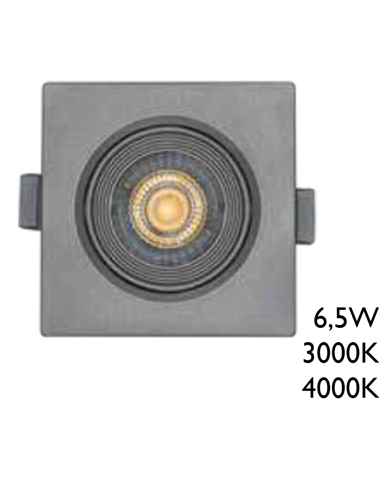 Downlight empotrable cuadrado LED 6,5W 25° Gris