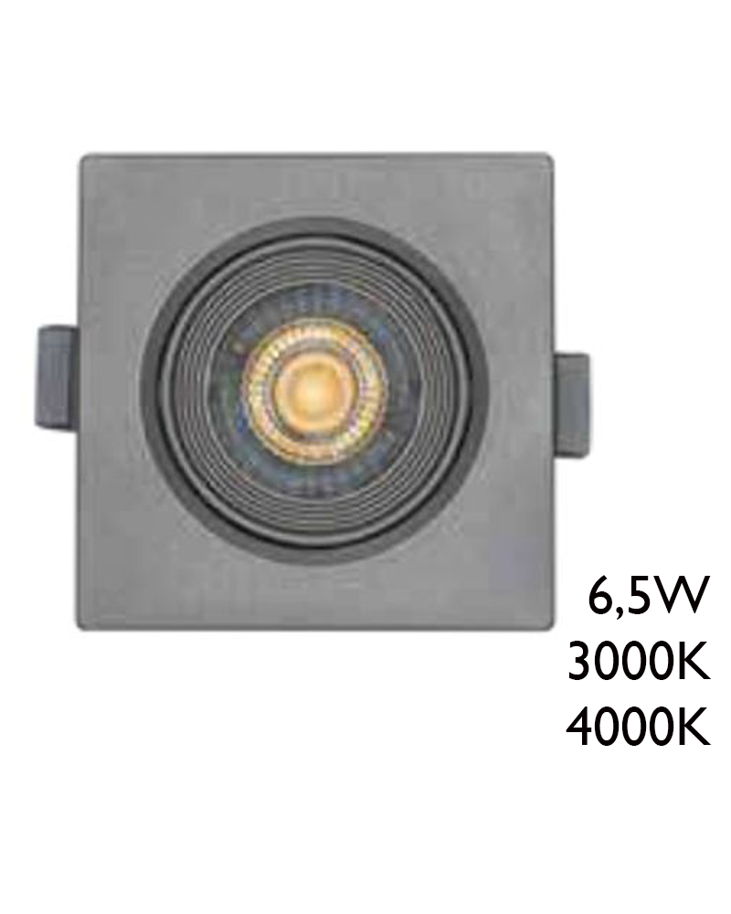 Square recessed downlight LED 6.5W 25° Grey