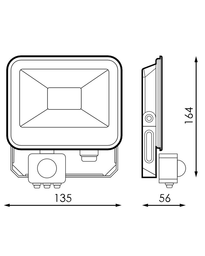 Outdoor projector 20W IP65 5000K Grey with motion sensor