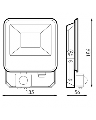 Proyector de exteriores 30W IP65 5000K Gris con Sensor de movimiento