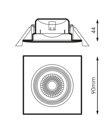 Downlight empotrable cuadrado LED 6,5W 25° Gris