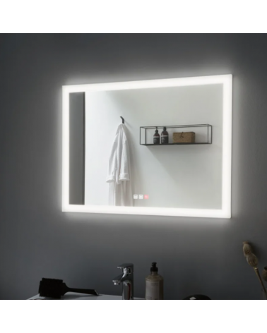 Espejo LED rectangular horizontal 60x80cm Iluminado IP44 sin empañamiento IP44 230V 22W regulable 230V 22W regulable