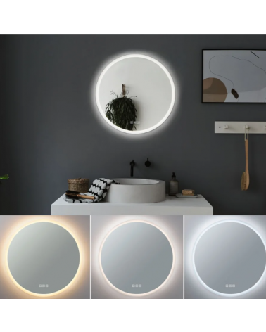 Anti-Fog LED mirror round 60cm IP44 White Switch 1580lm 230V 21W dimmable