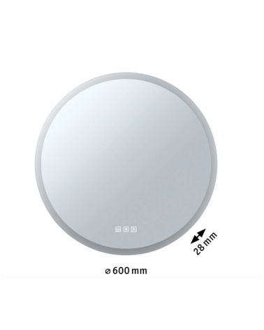 Espejo LED redondo 60cm IP44 sin empañamiento 230V 21W regulable