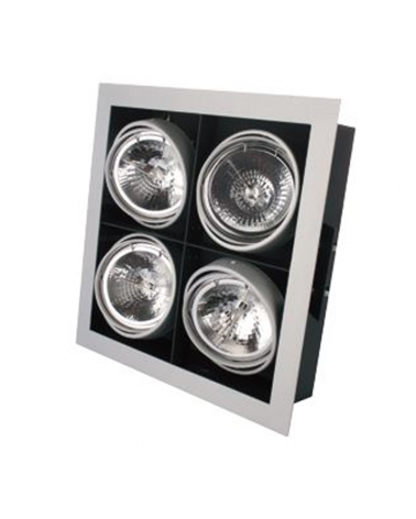 Recessed cardan quadruple tilting steel ring 4 bulbs GX5.3 AR111