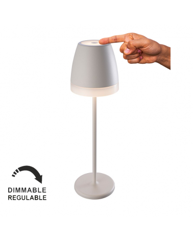 LED Outdoor table lamp 2.2W 38cm in aluminum and polycarbonate IP54 with battery and dimmable
