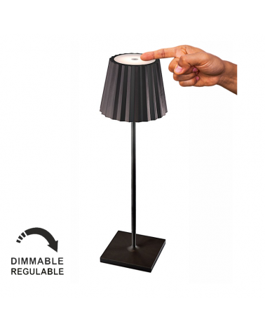 Lámpara de mesa para exterior negra LED 2,2W 38cm IP54 con batería y regulable