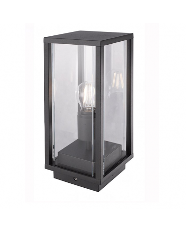 Wall lamp E27 exterior in grey aluminum and glass IP54