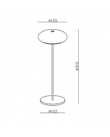 Lámpara de mesa para exterior LED 2,2W 31cm de aluminio IP54 con batería y regulable