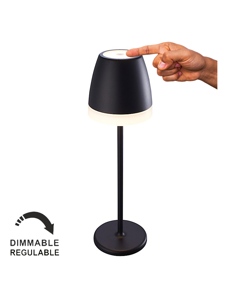 Lámpara de mesa para exterior LED 2,2W 38cm de aluminio y policarbonato IP54 con batería y regulable