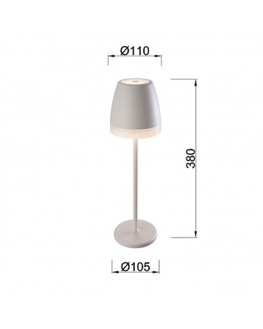 Lámpara de mesa para exterior LED 2,2W 38cm de aluminio y policarbonato IP54 con batería y regulable