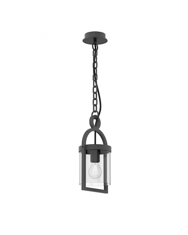 Lámpara colgante para exterior Ø17,5cm de aluminio gris oscuro y cristal E27 IP54