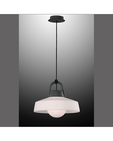 Lámpara colgante para exterior 40cm de ABS blanco y aluminio gris E27 IP44