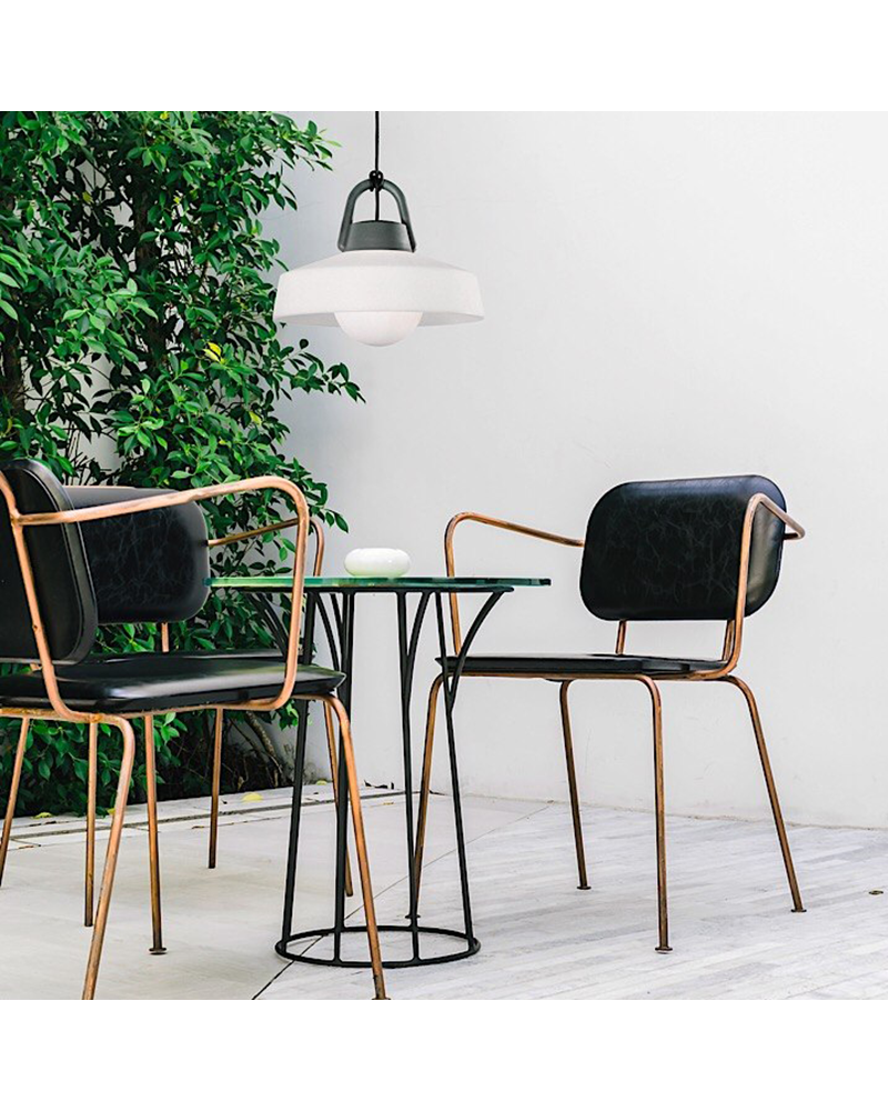 Outdoor ceiling lamp 40cm in white ABS and grey aluminum E27 IP44