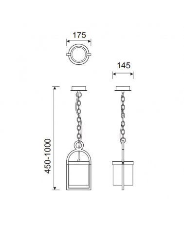 Lámpara colgante para exterior Ø17,5cm de aluminio gris oscuro y cristal E27 IP54