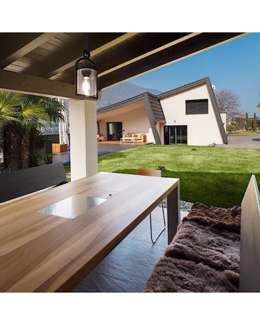 Lámpara colgante para exterior Ø17,5cm de aluminio gris oscuro y cristal E27 IP54