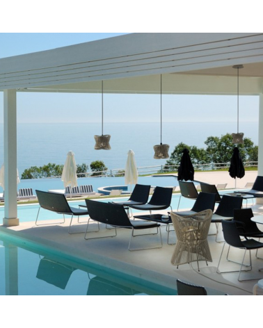 Lámpara colgante para exterior 30cm de fibra sintética beige oscuro E27 IP44