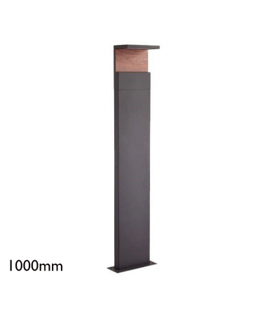 Outdoor LED lawn lamp 100cm 13W 3000K in grey aluminum and wood IP65