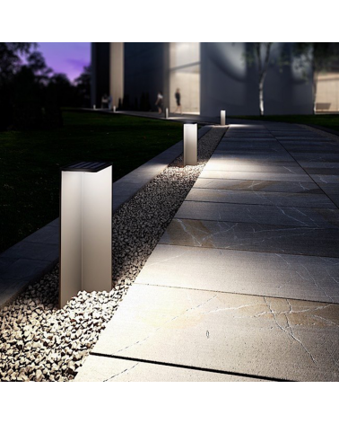 Solar lawn lamp for exterior LED 34cm height in dark grey aluminum IP54 2.2W Sensor