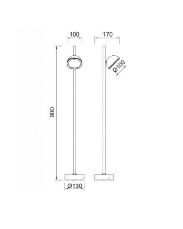 Baliza para exterior 90cm de altura con una luz de aluminio y cristal IP65 GX5.3