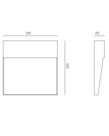 Bañador pared 10,5cm de aluminio y policarbonato LED 3W IP54 apto para exteriores