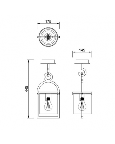 Outdoor hanging lamp 44.5cm E27 in grey aluminum and transparent glass IP54