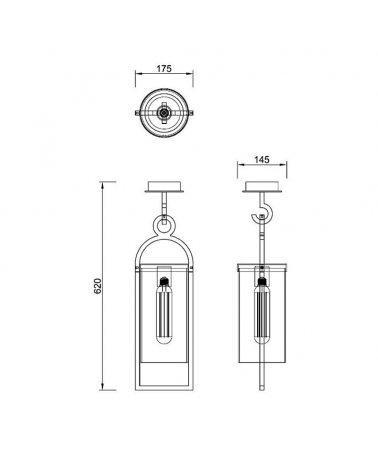 Outdoor hanging lamp 62cm E27 in grey aluminum and transparent glass IP54