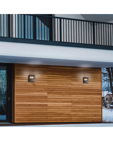 Outdoor wall lamp 22cm in aluminum and glass for two E27 IP65 bulbs