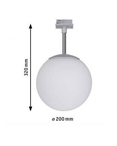 Foco para carril de vidrio opal y metal cromo E14 10W