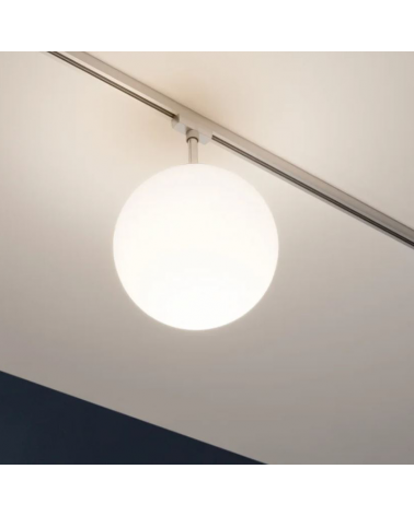 Foco para carril de vidrio opal y metal cromo E14 10W