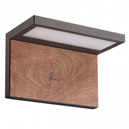 LED Outdoor wall lamp 13W 3000K in grey aluminum and wood IP65