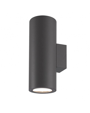 Outdoor wall lamp 30cm with two E27 lights in grey aluminum and IP65 glass