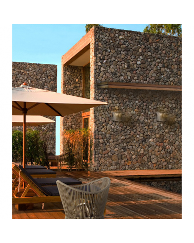 Outdoor wall lamp in beige synthetic fiber E27 IP44