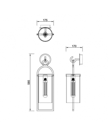 Outdoor wall lamp 58.5cm E27 in grey aluminum and transparent glass IP54