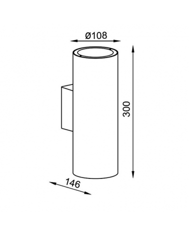 Aplique de exterior 30cm con dos luces E27 de aluminio gris y cristal IP65