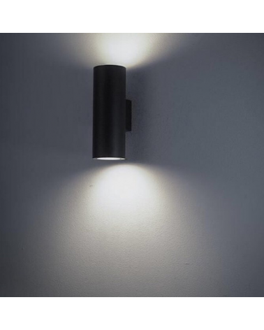 Outdoor wall lamp 30cm with two E27 lights in grey aluminum and IP65 glass