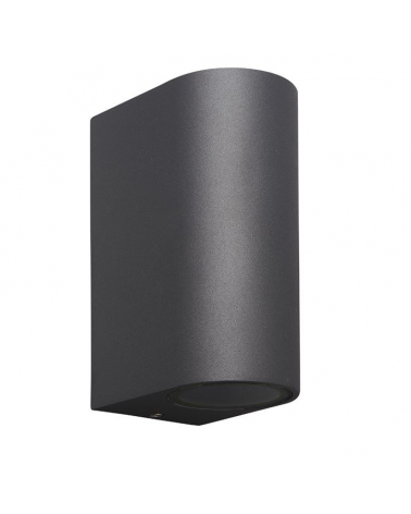 Aplique de exterior 15cm curvo 2 luces GU10 de aluminio y cristal IP54
