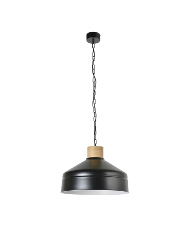Lámpara de techo 45cm de metal negro decoración madera E27 60W