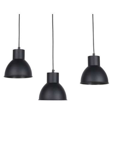 Lámpara de techo 55cm con tres pantallas ajustables en altura de metal negro estilo nórdico E27 60W
