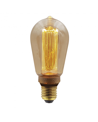 Bombilla Vintage Antorcha Ámbar 64mm filamentos LED Graduable Regulable LED E27 3,5W 3600K 120 Lm.